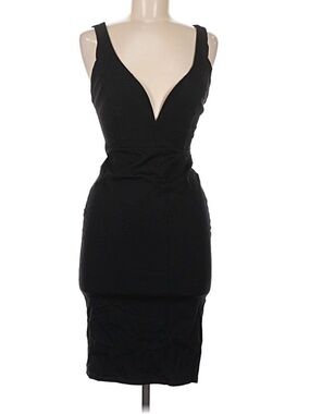 Lulu's Black V-Plunge Midi Sheath Dress